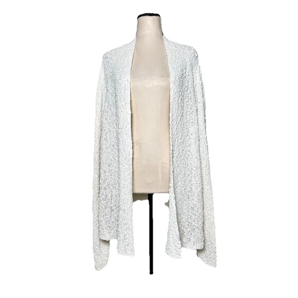 Eileen Fisher Cardigan Women’s XL Open Front‎ Textured Knit Cream Neutral Cozy - Picture 1 of 10